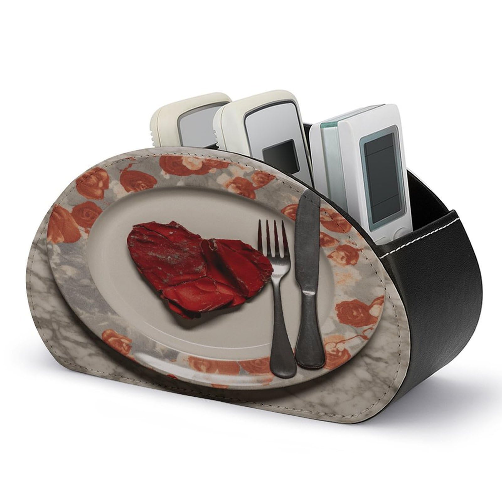 Btcowzrv Style Heart Shape On Plate Remote Control Holder With 5 Compartments
