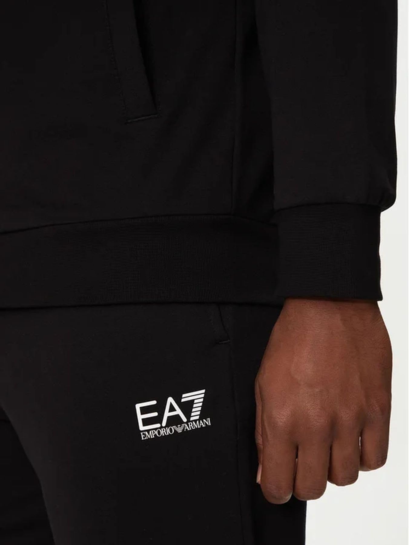 EA7 Uomo Tuta Con Cappuccio Zippe, Nero/Oro