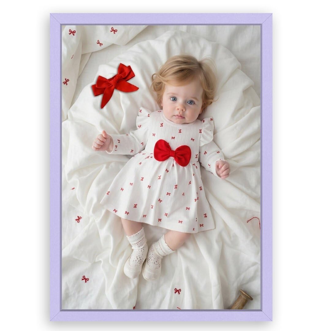 Procut Global Purple A2 Sleek Picture Frame for Nursery, Baby Gift - Photo Frame with Perspex Front, Wall or Tabletop Display - Keepsake for Newborn, Baby Shower & First Photo Memories
