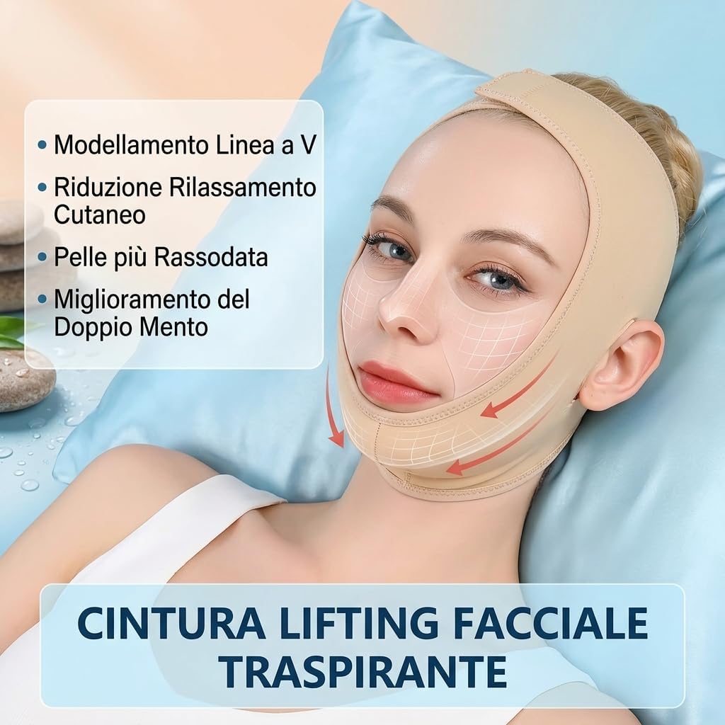 Sweetlifty Doppio Mento V-Face Lifting Mask, fascia di serraggio per il viso per ridurre il doppio mento e migliorare la piega naso-labiale (M)