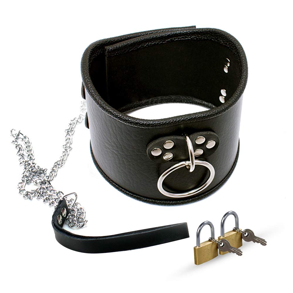 SXOVO Fetish Collar Ajustable SM Bondage Collares, corsé de cuello bloqueable con junta tórica y cadena
