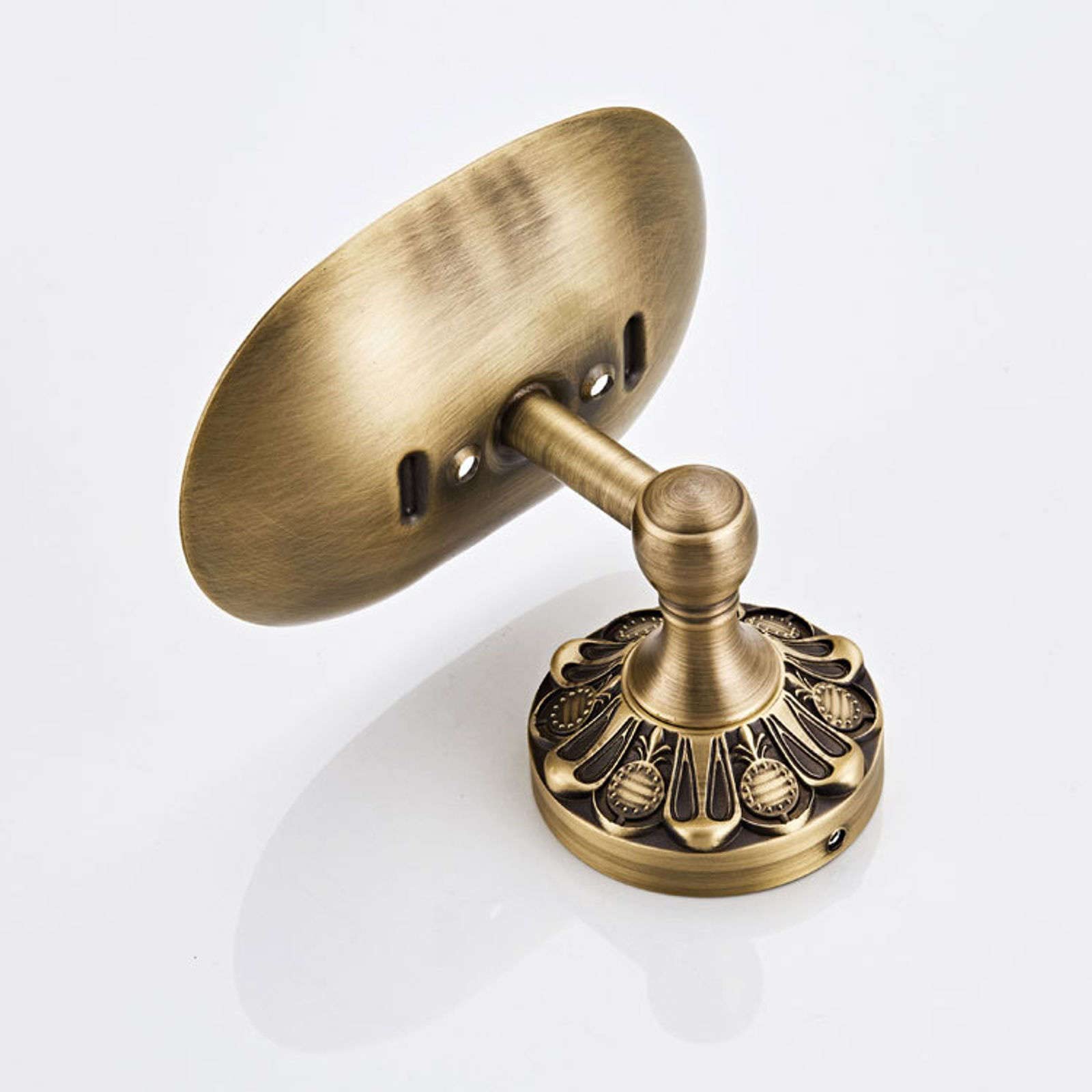 Jabonera de Pared, jabonera, jabonera de Pared, jabonera de latón Retro con Base en Forma de pétalo, Mantiene Las Barras de jabón limpias en seco y Drenaje rápido, Color Bronce