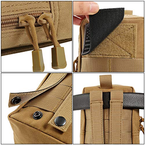 Frtkk 2 Pack Molle Pouches - Tactical Compact Water-Resistant Edc Pouch Small Utility Pouch Bags (Patch Included) (2 Pack-Tan) #TOP2