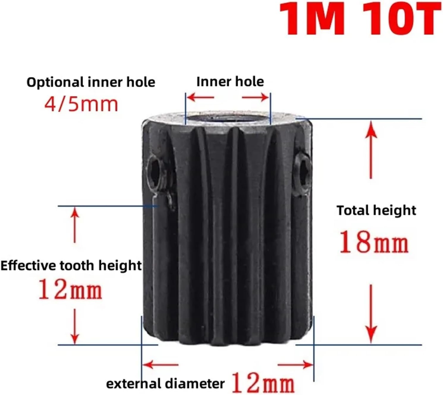 Gears 10T 12T 14T Bore 4 5 6 .35 7mm 45# Steel Spur Gear 1Pcs(6mm,14 Teeth)