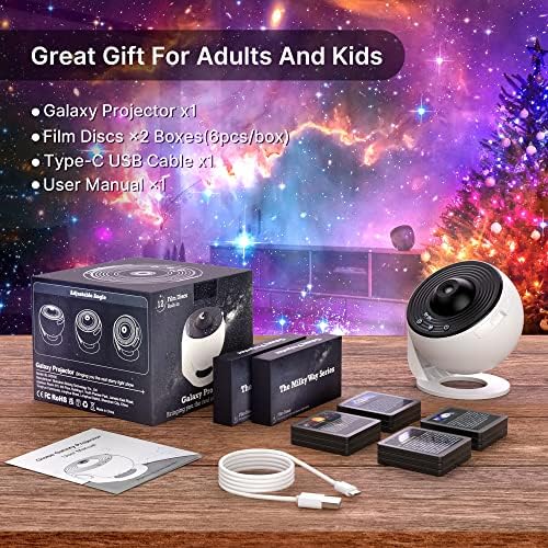 Planetarium Star Projector, Galaxy Projector, Realistic Starry Sky Night Light with 12 Film Discs, Solar System Constellation Moon for Kids Bedroom Ceiling Home Living Room Decor Birthday Gifts 7 61egZakefAL. AC