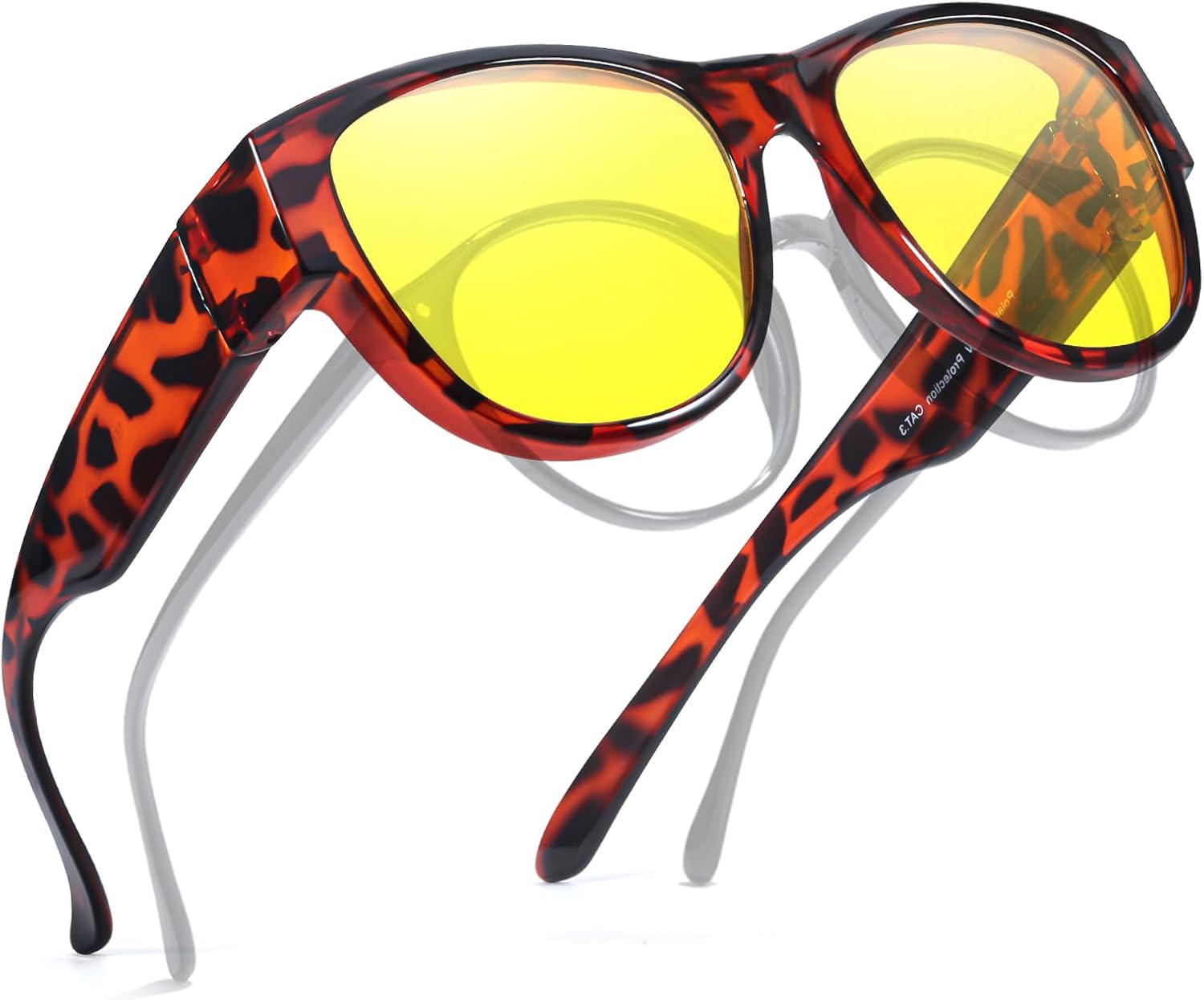 TJUTR Night Vision Driving Glasses Fit Over Glasses for Men Women, Anti Glare Polarized Yellow Lenses for Nighttime TN2511