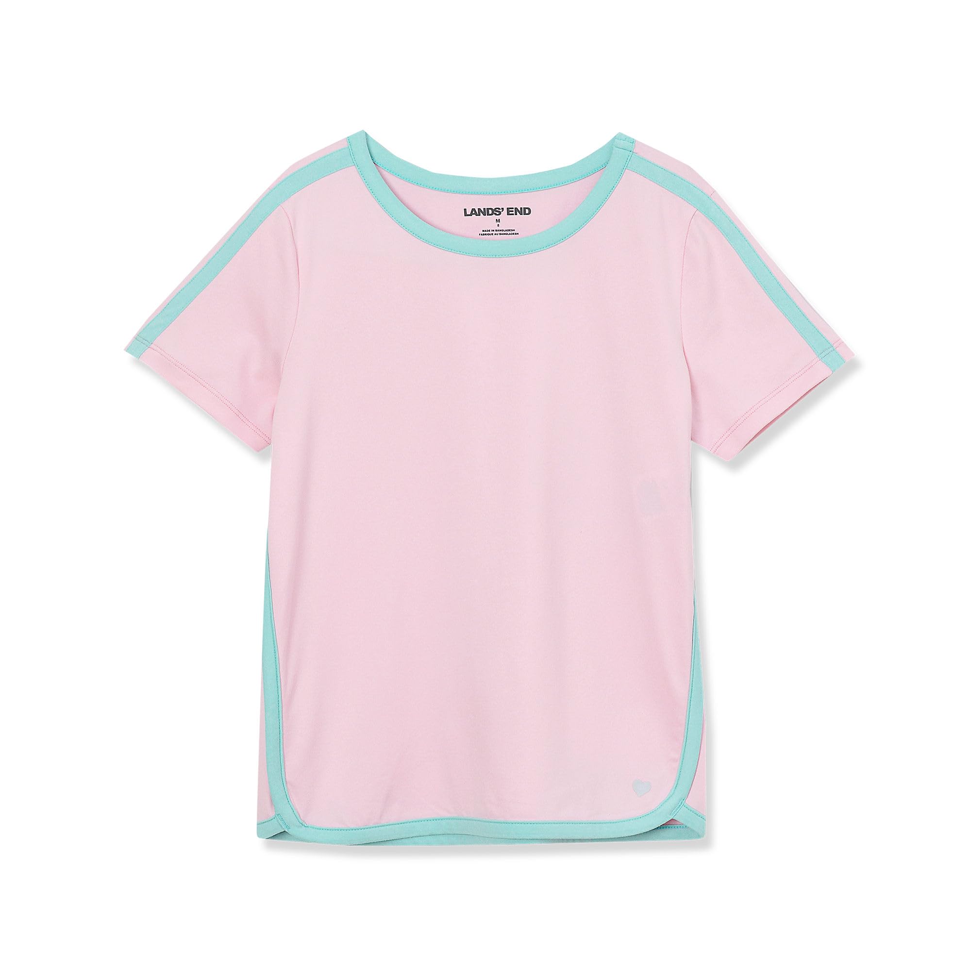 Lands' End Girls Short Sleeve Active Curved Hem Tee Fairy Tale Pink Kids Small