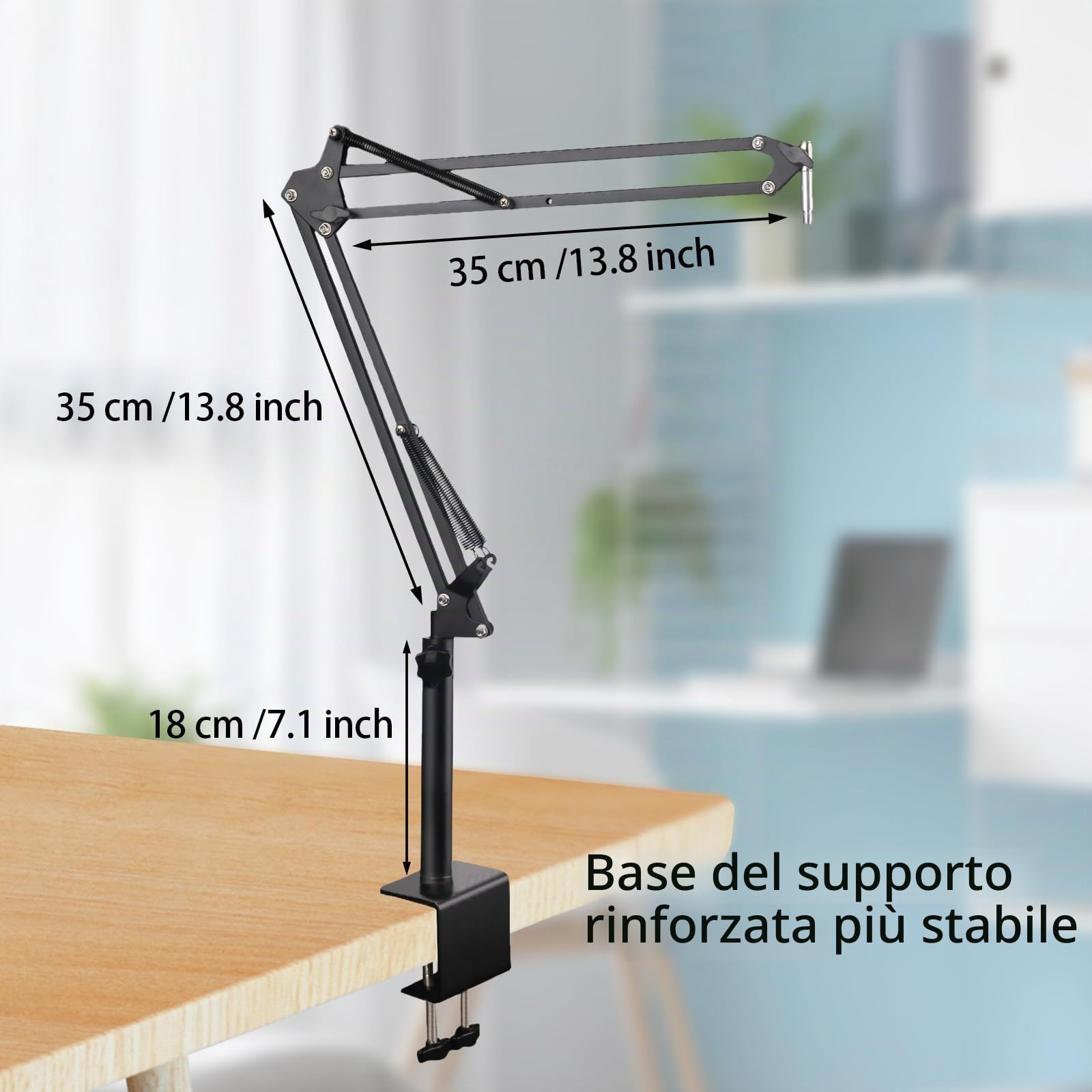 Asta Microfono Scrivania, Braccio microfono per Blue Yeti HyperX QuadCast SoloCast Elgato Wave Q2U Fifine K669B, Supporto Microfono da Tavolo con Adattatore da 5/8" 1/4"