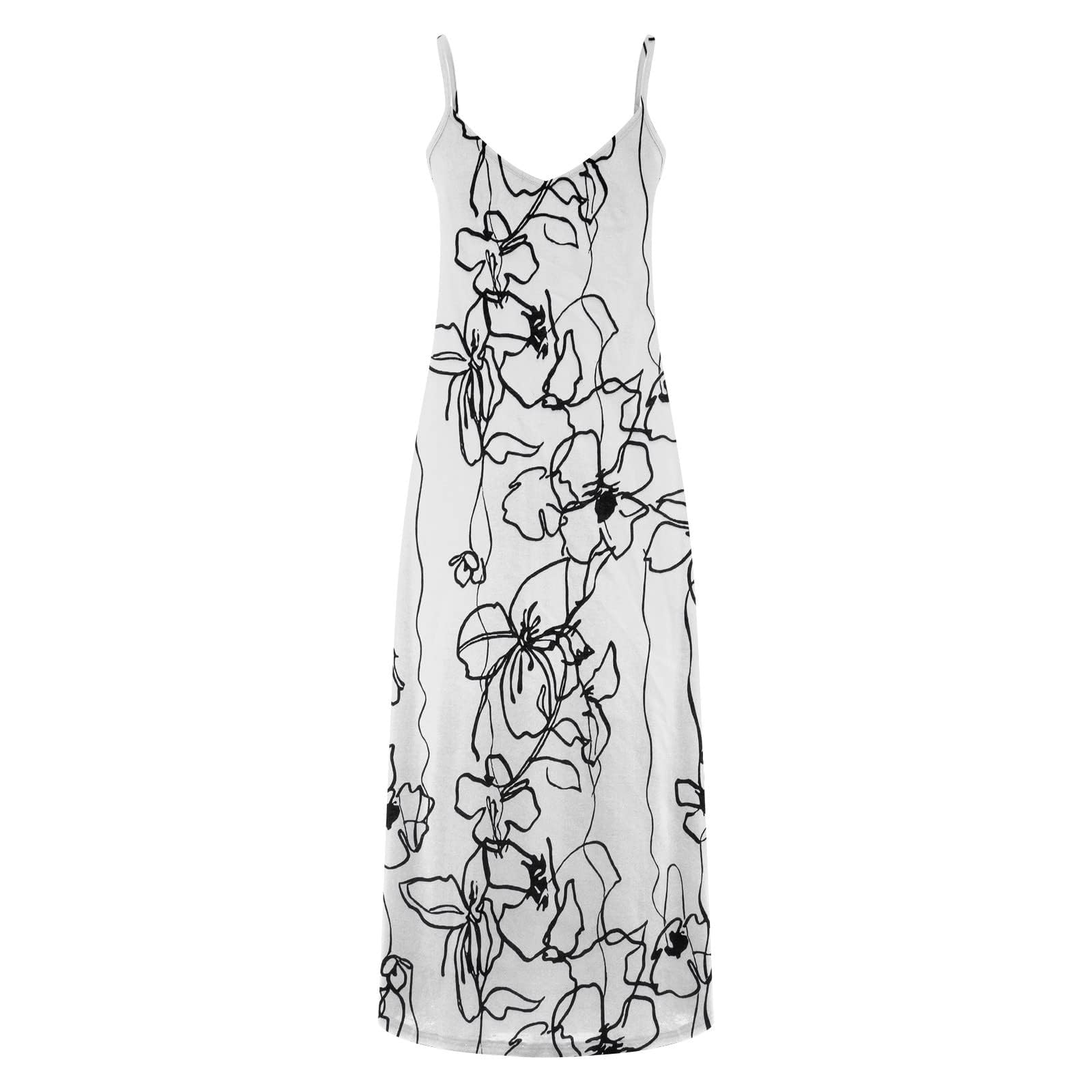 Dresses for Women Casual Summer V-Neck Maxi Dress Bohemian Floral Long Beach, Sky