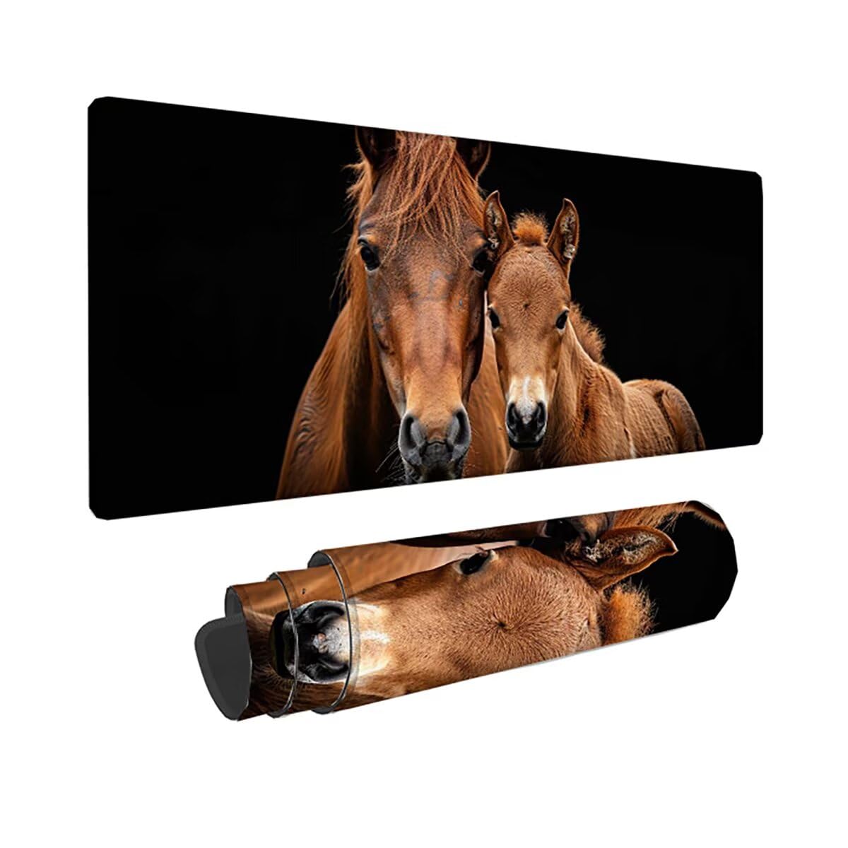 Podkładka pod mysz do gier XXL duża mysz 1500 x 800 x 3 mm, duża podkładka pod biurko z antypoślizgową gumową podstawą dla graczy PC, poprawia precyzję i szybkość zwierzęcia koń LMDT12666