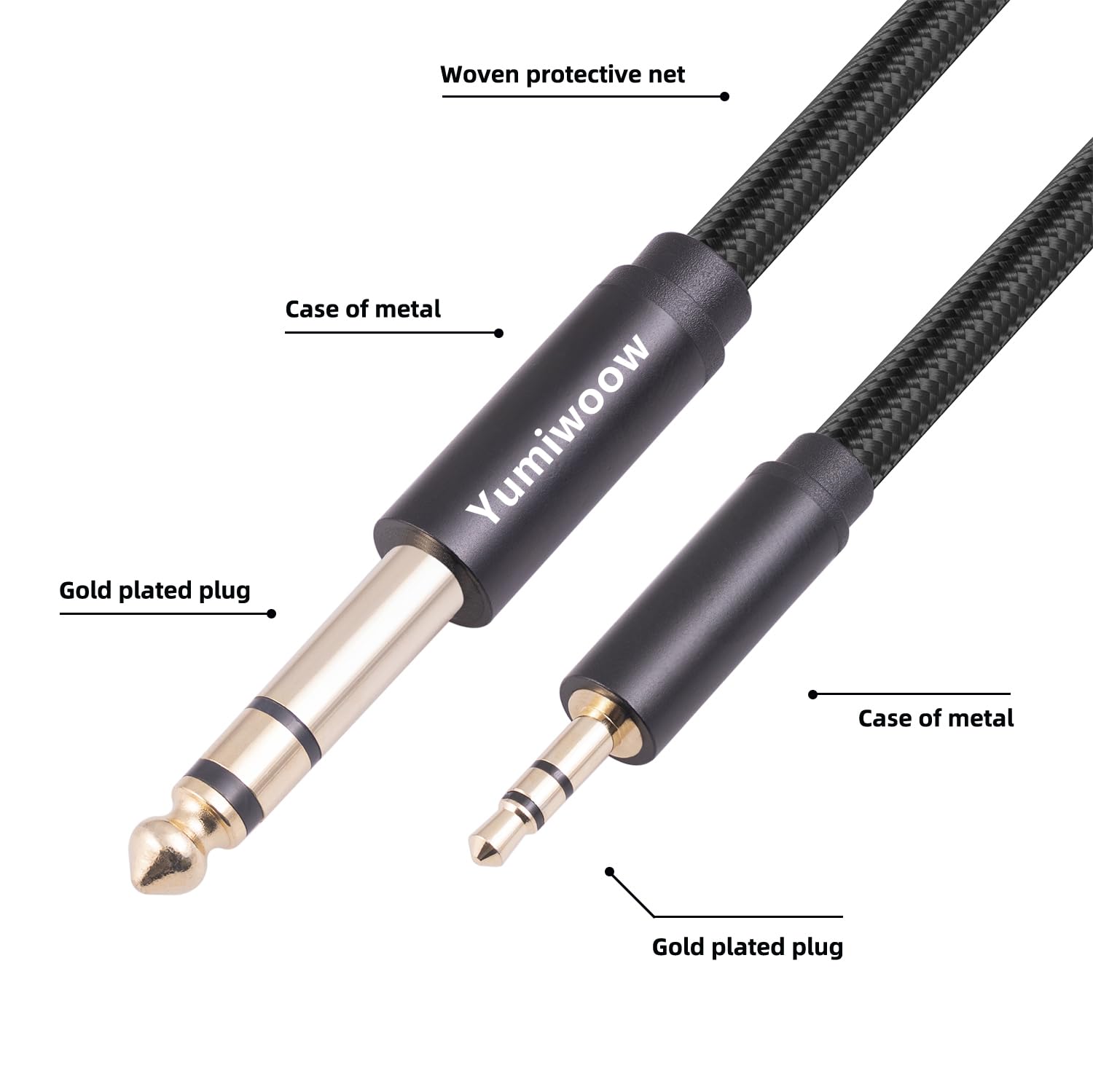 1/8 auf 1/4 Stereo-Kabel, 3,5 mm TRS auf 6,35 mm Audiokabel, Gitarren-auf-AUX-Stecker, Kabel mit Zinklegierungsgehäuse und Nylongeflecht für Gitarre, Laptop, Heimkino-Geräte, Lautsprecher und