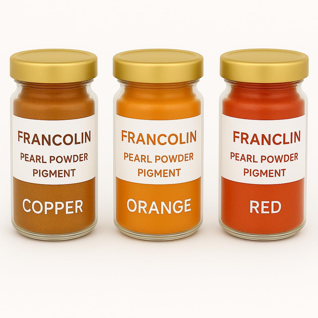 Francolin | Copper, Orange & Red | Mica/Pearl Powder Pigment | Non Toxic | Vibrant Metallic Glowing | for Soap, Epoxy Resin, Painting, Nail Art & Craft, Cosmetic, Slime | 20g*3-picture-13