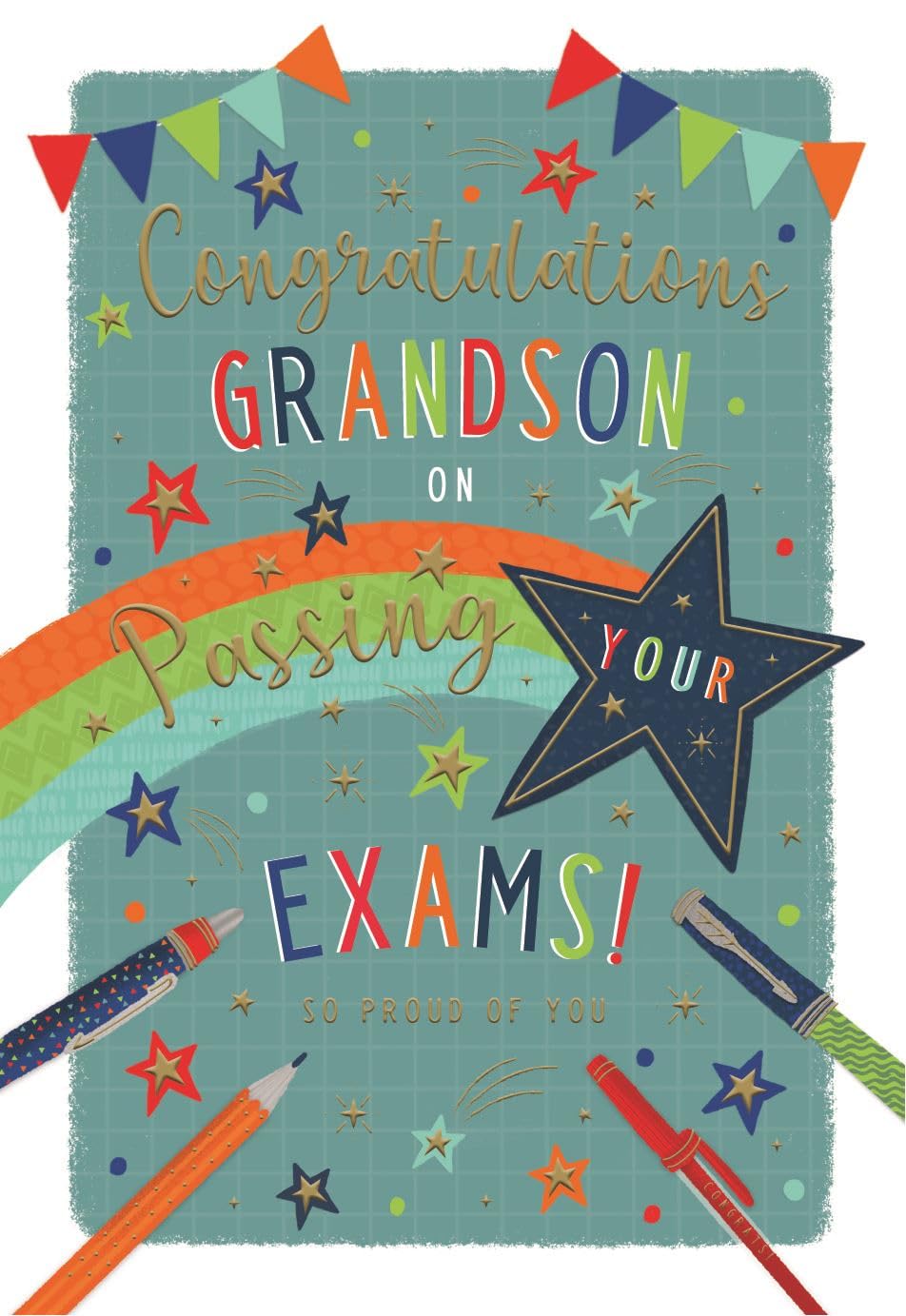 IC&G Granddaughter Exam Congratulations Card - Shooting Stars Design - Embossed Foil Details - Passed Your Exams Card For Women/Girls - View #5