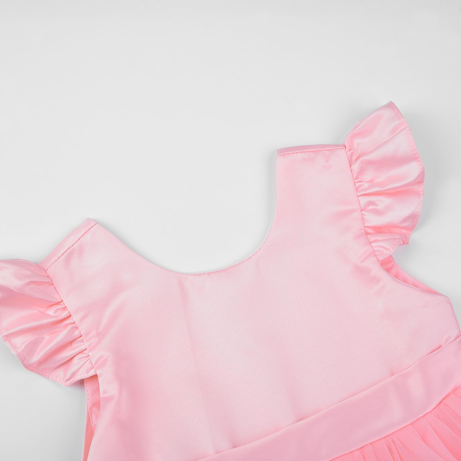JerrisApparel Vestido de fiesta de princesa para niñas, falda de tul de satén con espalda en V, vestido de fiesta de boda
