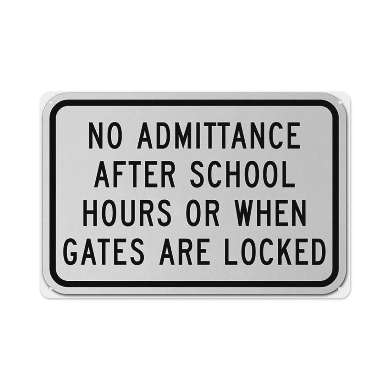 peiyeety No Admittance After School Hours Sign Aluminum Tin Warning Signs For Home Outdoor Garden 8X12 Inches
