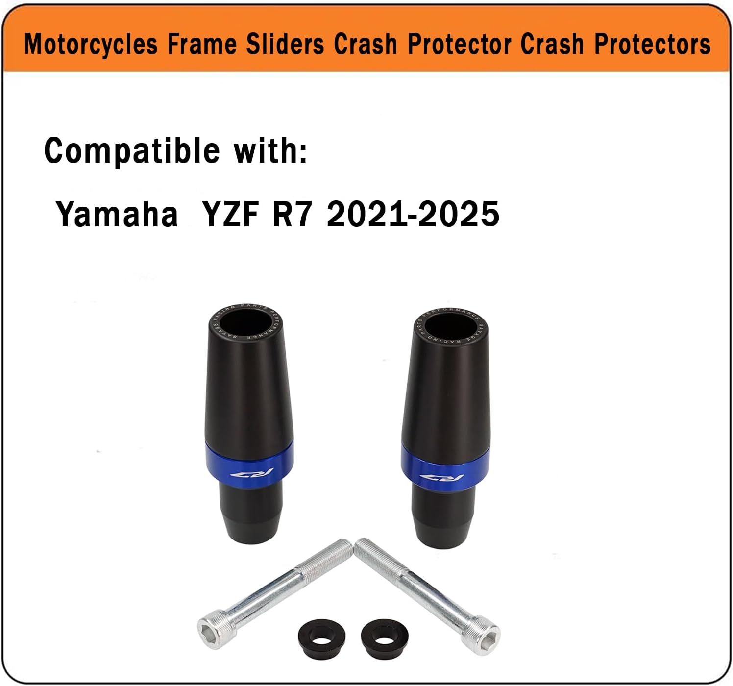 Frame Sliders for Yamaha R7 YZFR7 2021-2025 Motorcycle Accessories Crash Protection pad Bobbins Pad Falling Protector Frame Sliders YZF-R7 (Blue)