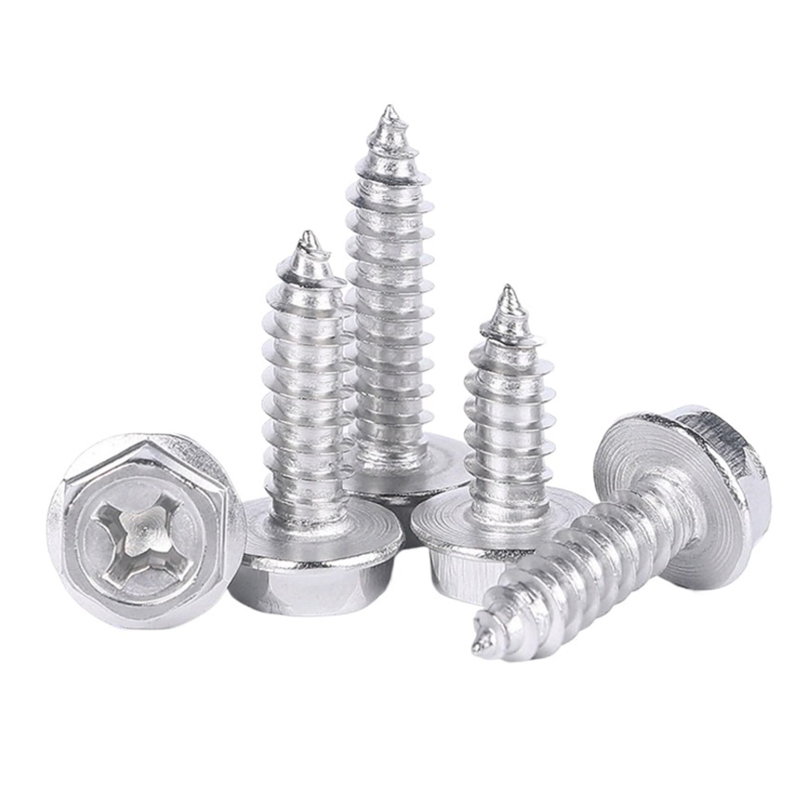 Viti Per Flange 20 PZ M3 M4 M5 M6 304 In Acciaio Inox Esagonale Esagono Croce Flangia Testa Bulloni Esagonali Cavità Autofilettanti Vite for Legno Bullone viti)(M5x50mm)
