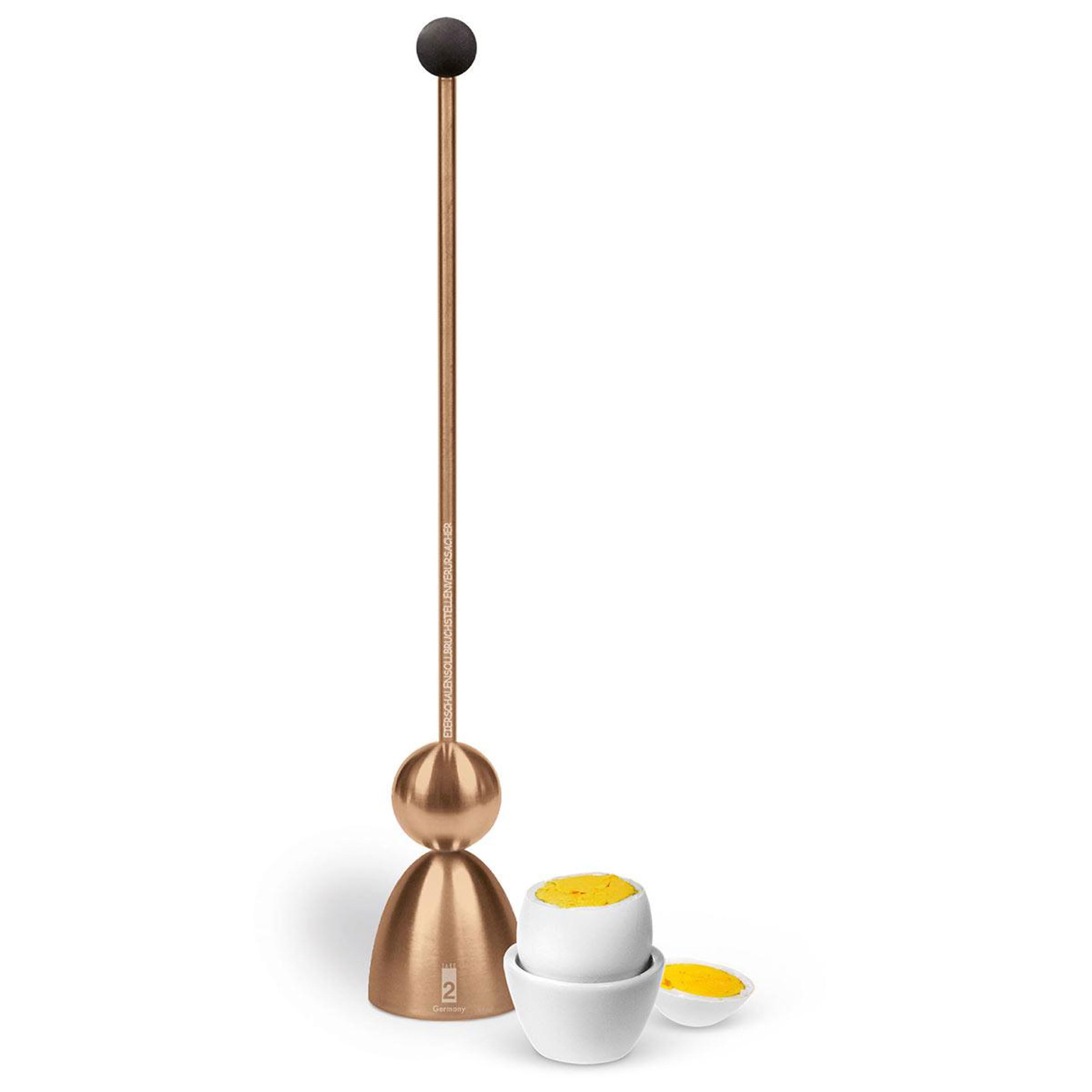 Clack Ouvre-œufs Golden Edition, or mat, boule en silicone noire