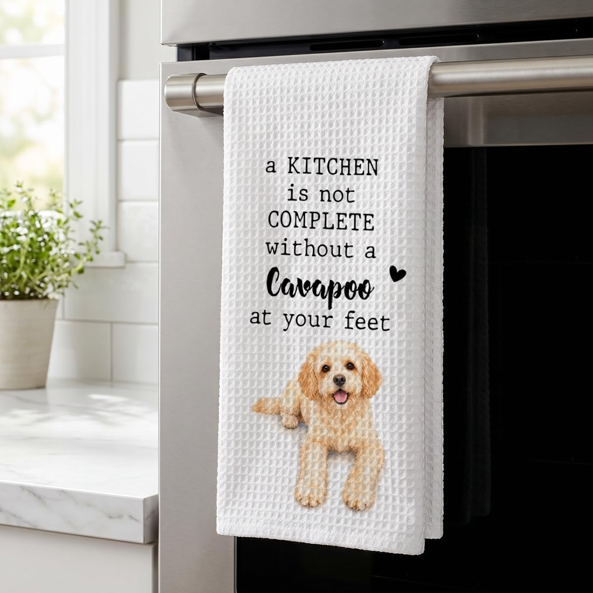 Cavapoo Kitchen Towel, Cute Dog Lover Kitchen Decor image 3