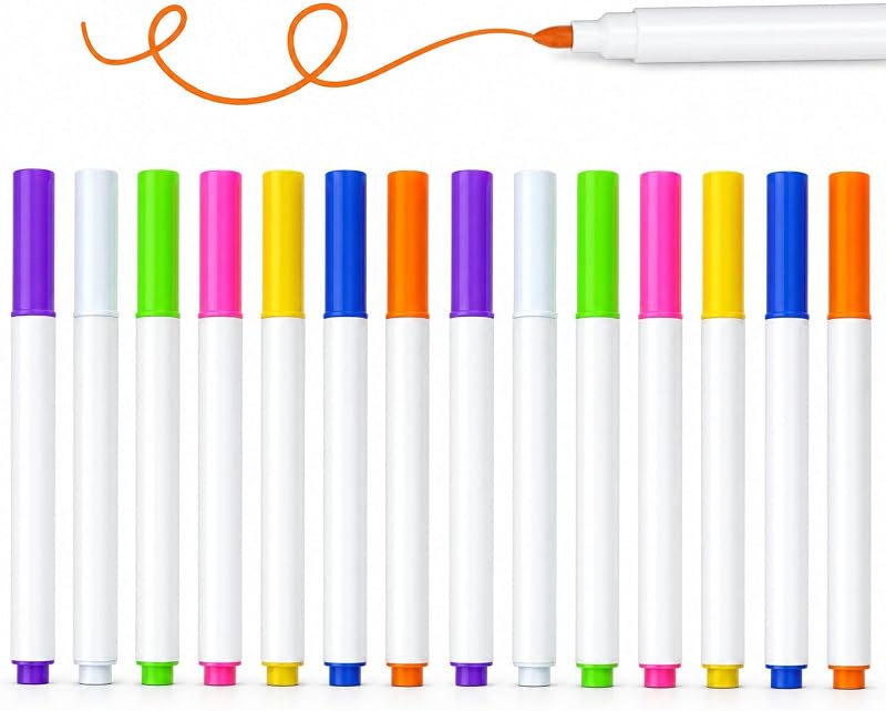 14 Colors Light Board Markers for LED Note Board - Neon Dry Erase Markers for Acrylic Calendar, Glass Window & whiteboard - Erasable Markers Fine Tip for Kids, Non-Toxic Wet Erase Pens
