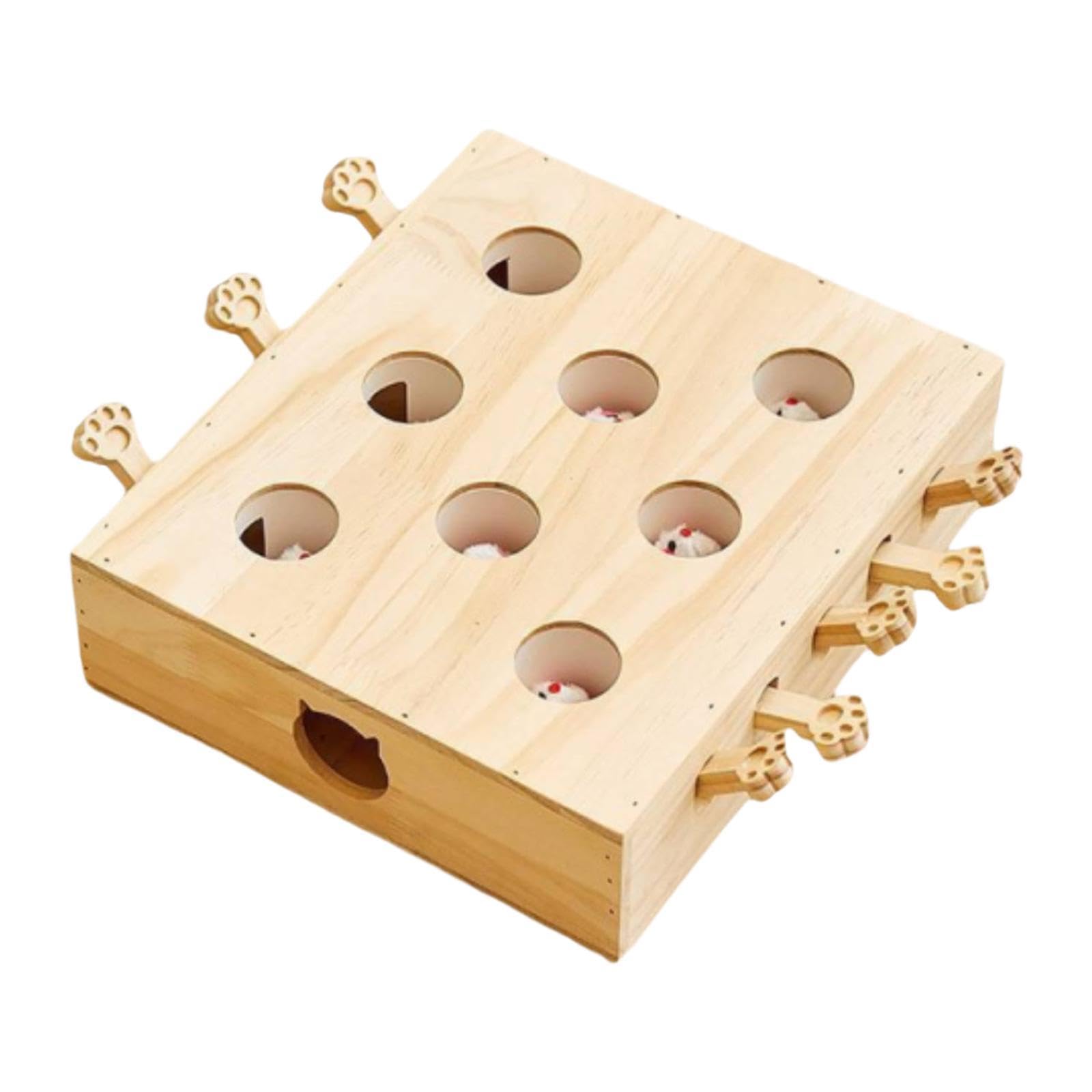 Juguete Interactivo de Madera para Gatos: Actividad Estimulante, Regalo Muy Entretenido para Mascotas, Juguete Rompecabezas, 8 Hoyos