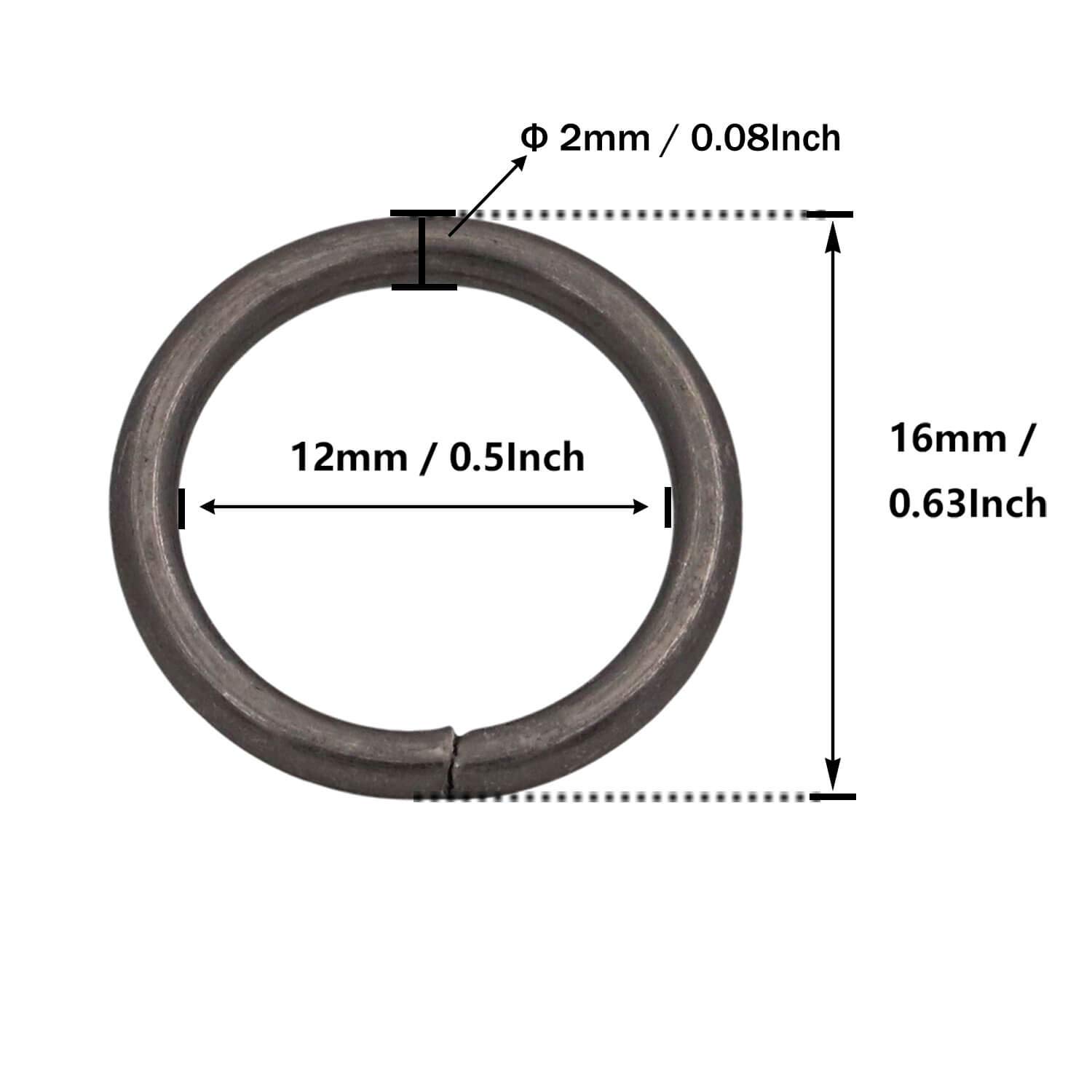 BIKICOCO 1/2'' Metal O-Ring Buckle Connector Round Loops Non Welded for Bags Webbing Purse and Belt Straps Gunmetal, Pack of 150 - Image 2
