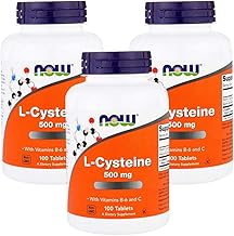 3-Pack Set Now Foods (Made in USA) Now Foods L-Cysteine, 0.018 oz (500 mg), 100 Tablets