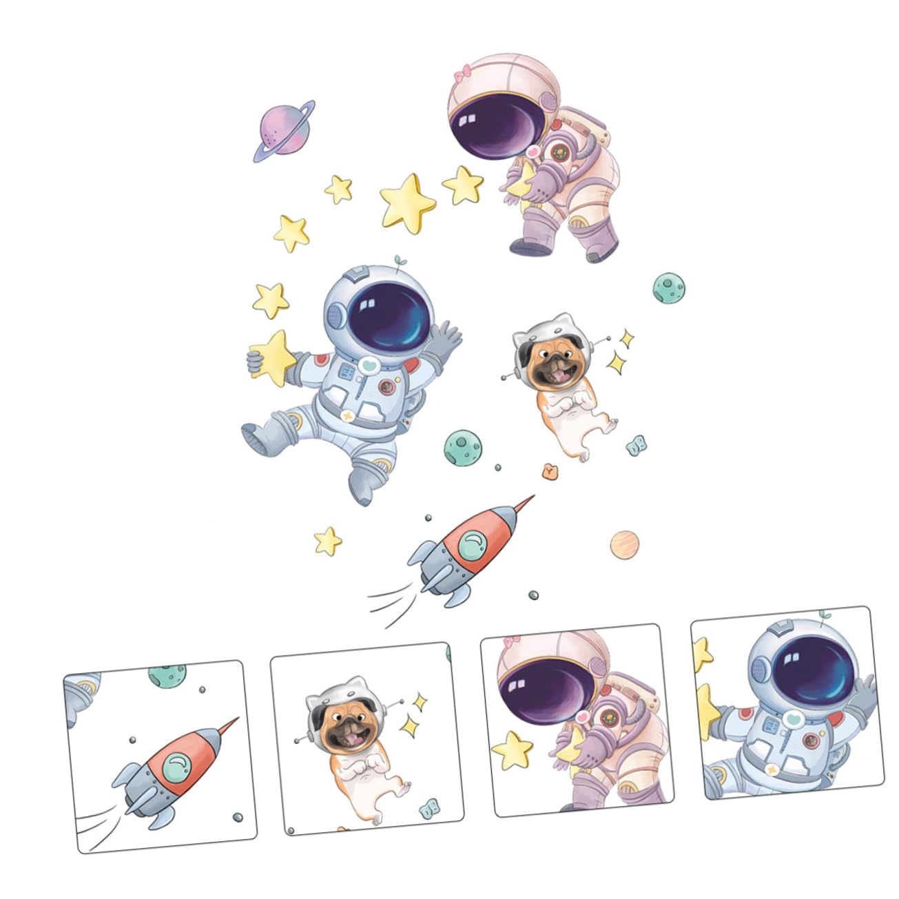 BESTonZON 8 Sätze Astronauten-wandtattoo Aufkleber Ästhetische Raumdekoration Baum Wandtattoo -projektor Wandtattoos Für Kinderzimmer Wandtattoo Neon Abziehbilder Stern Pvc