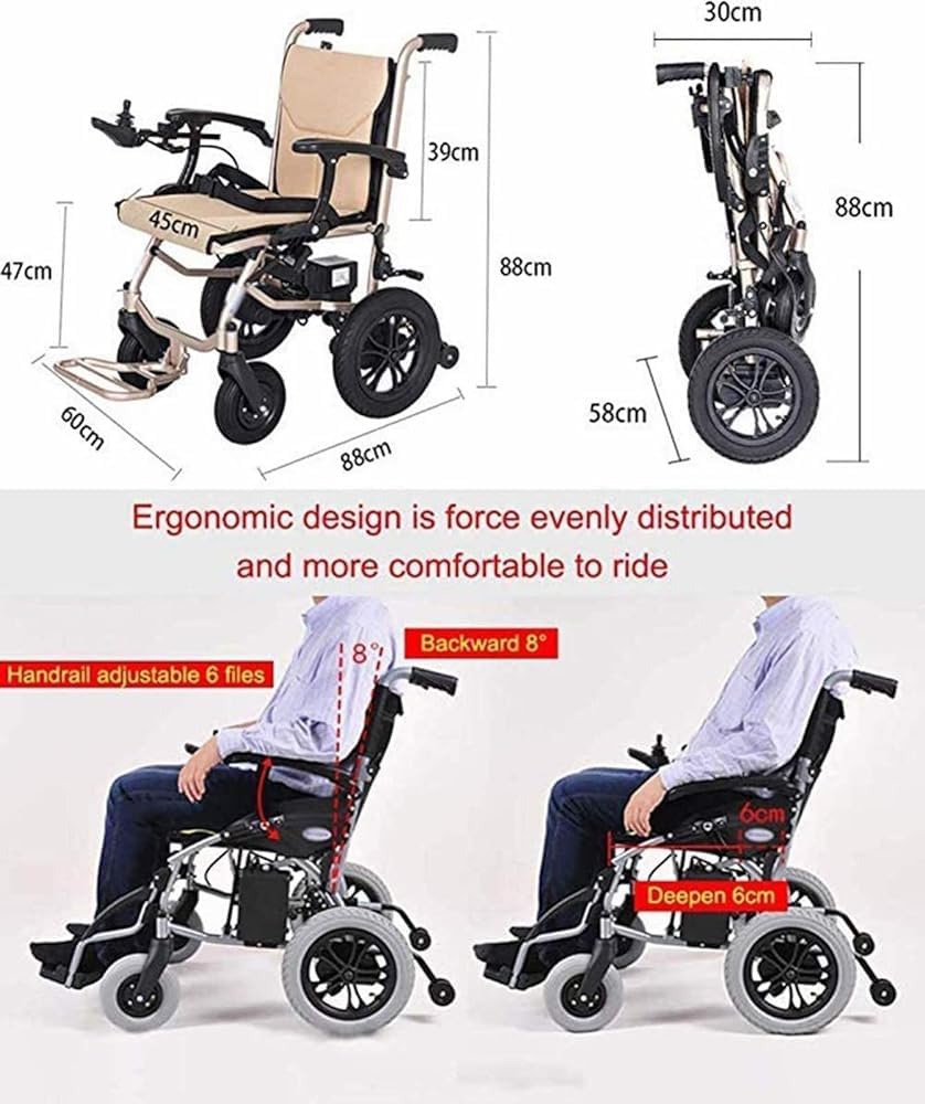 Silla de ruedas eléctrica plegable ligera para adultos, doble función de alimentación y funcionamiento manual, resistente con control de joystick, ideal para usuarios discapacitados