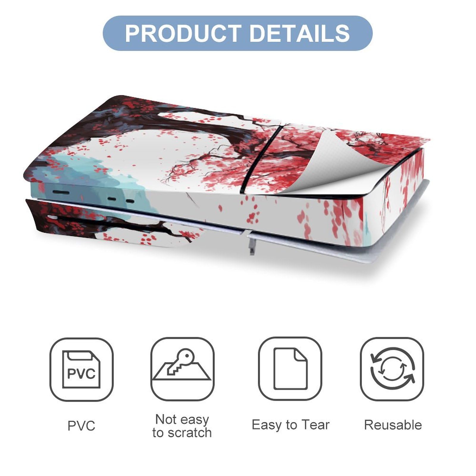 Skin adesiva per PS5 Slim Disc Cherry Tree Blossom Skin Console Controller Accessori Cover Skin Anime Vinyl Cover Sticker Set completo per Playstation5 Slim Disk Edition