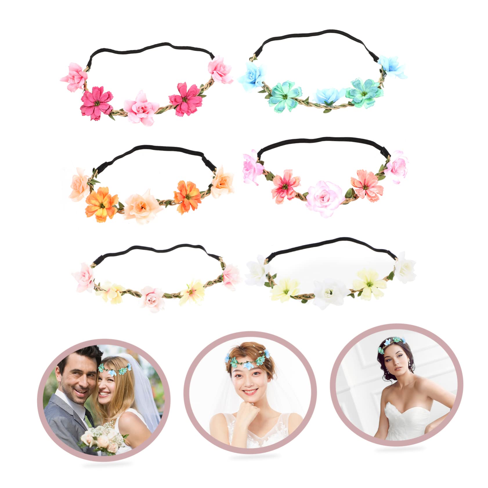 SOIMISS 24stücke Blumenkranz Haarschmuck Für Frauen Teiliges Und Hellrosa Elegante Haarreifen Für Hochzeiten Partys Und Fotoshootings