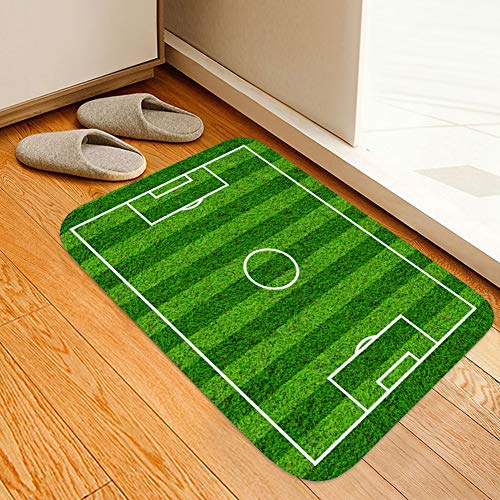 Alfombrilla de poliéster Antideslizante, Almohadilla de pie con diseño de Campo de fútbol Verde, para baño, Sala de Estar y mesita de Noche(40 * 60CM) Cover