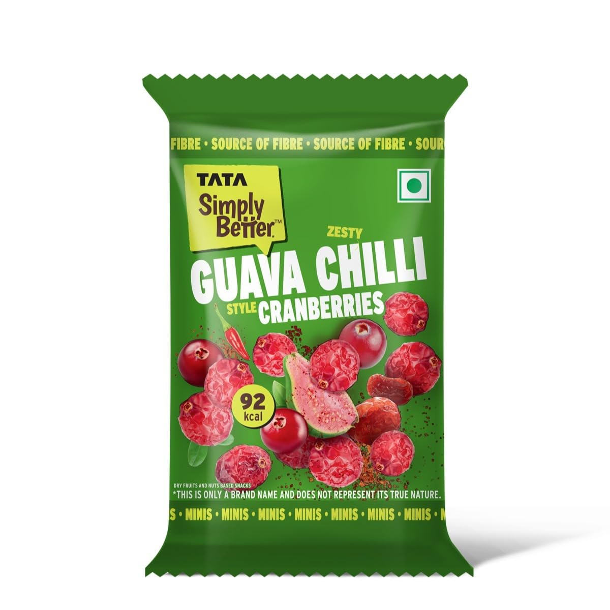Tata Simply Better Chilli Guava Flavored Cranberry, 25g (Single Serve), Party Snack, High Fibre, Ready To Eat, Naturally Sweet-image-48