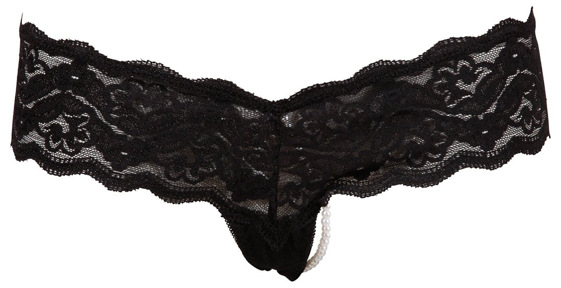 Cottelli Secret Pearl Thong Panties Black Large