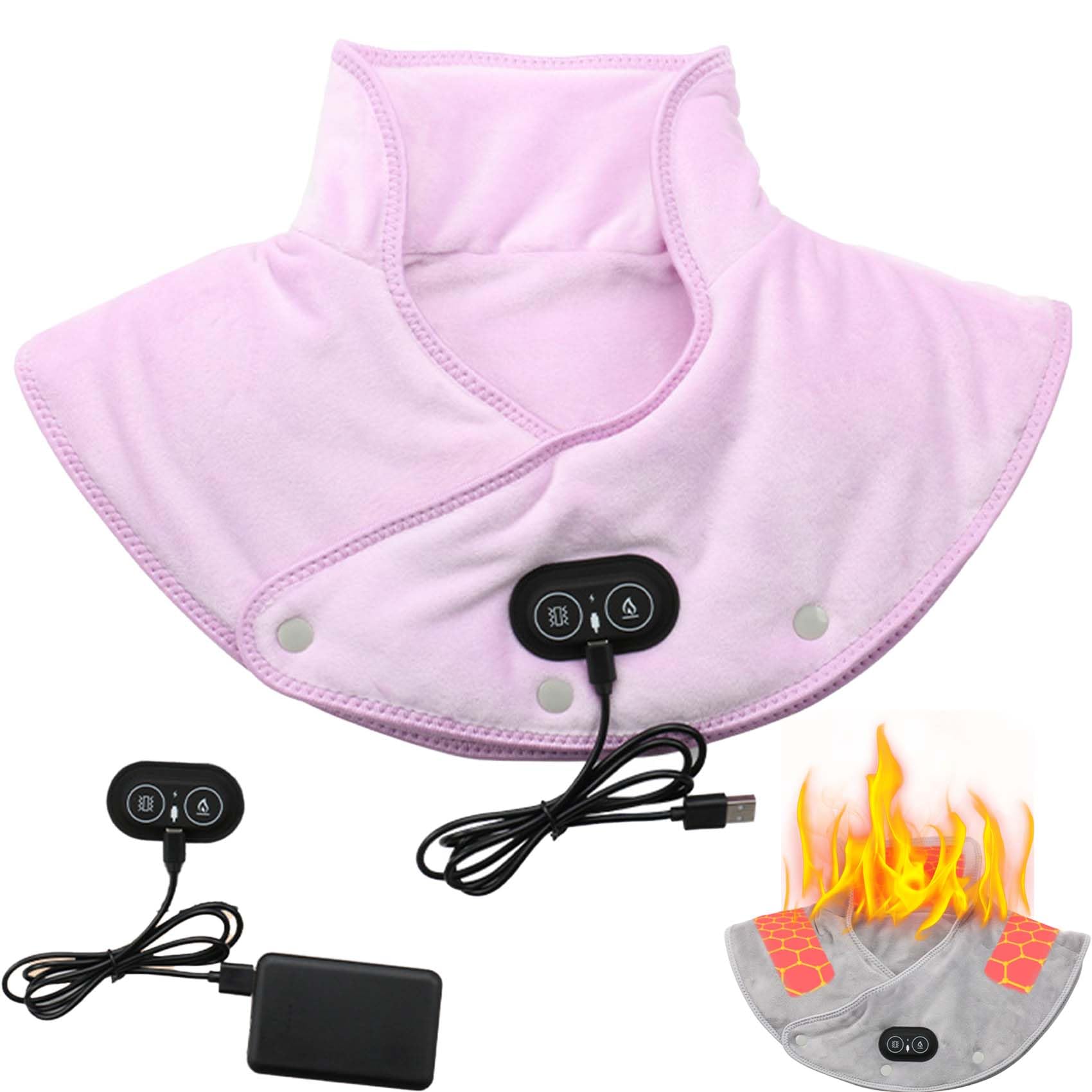 Almohadilla térmica para Cuello y Hombros, para aliviar el Dolor, con 3 ajustes de Temperatura y Masaje (Morado)