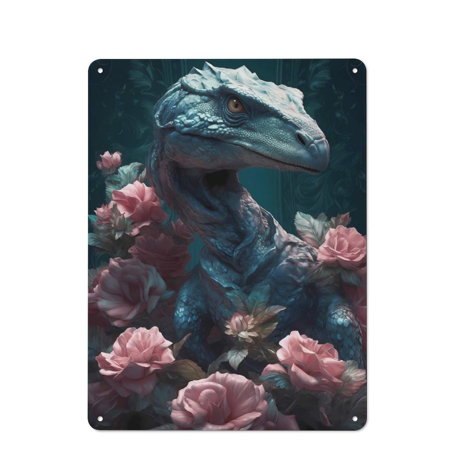 Junmoney Velociraptor Fantasia Decorative Metal Plaque With Design 40X30cm, Loft Style Loft Wall Plaque For Modern Home, Workshop, Office Or Cafe