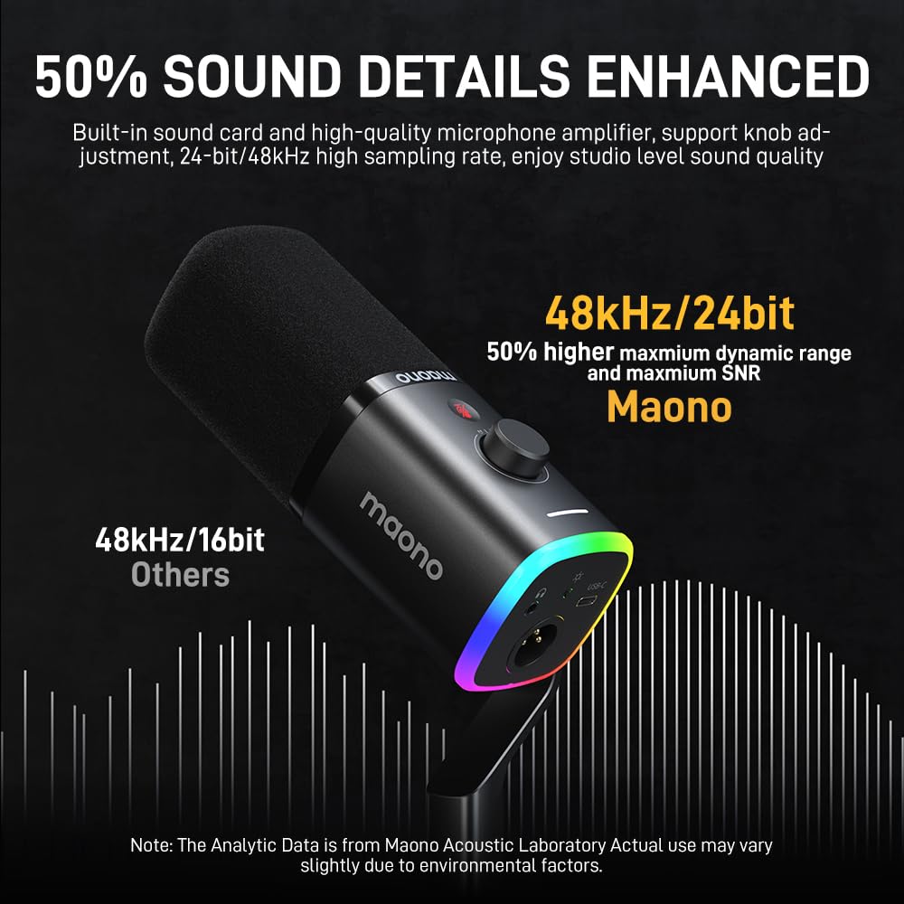MAONO Dynamic Gaming Microphone: USB/XLR Podcast Mic with Software for Gamer-Podcast RGB PC Mic for Streaming Recording Studio YouTube Content Creation Online Chat PD100X - Image 5 thumbnail