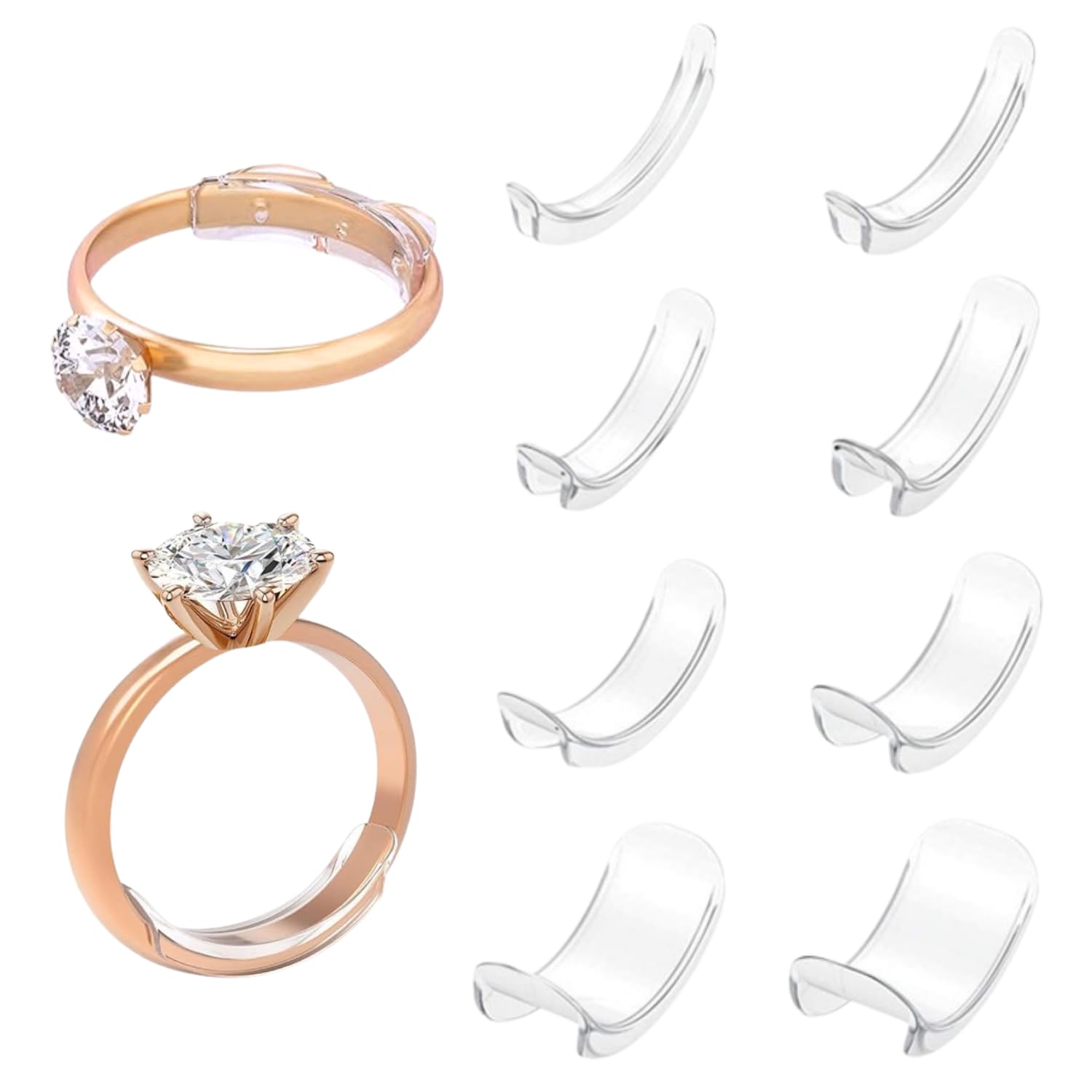 Set 16 Ferma Anello Invisibili - Riduttori In Silicone Per Anelli Larghi, Regolabili, Adatti A Donne E Uomini