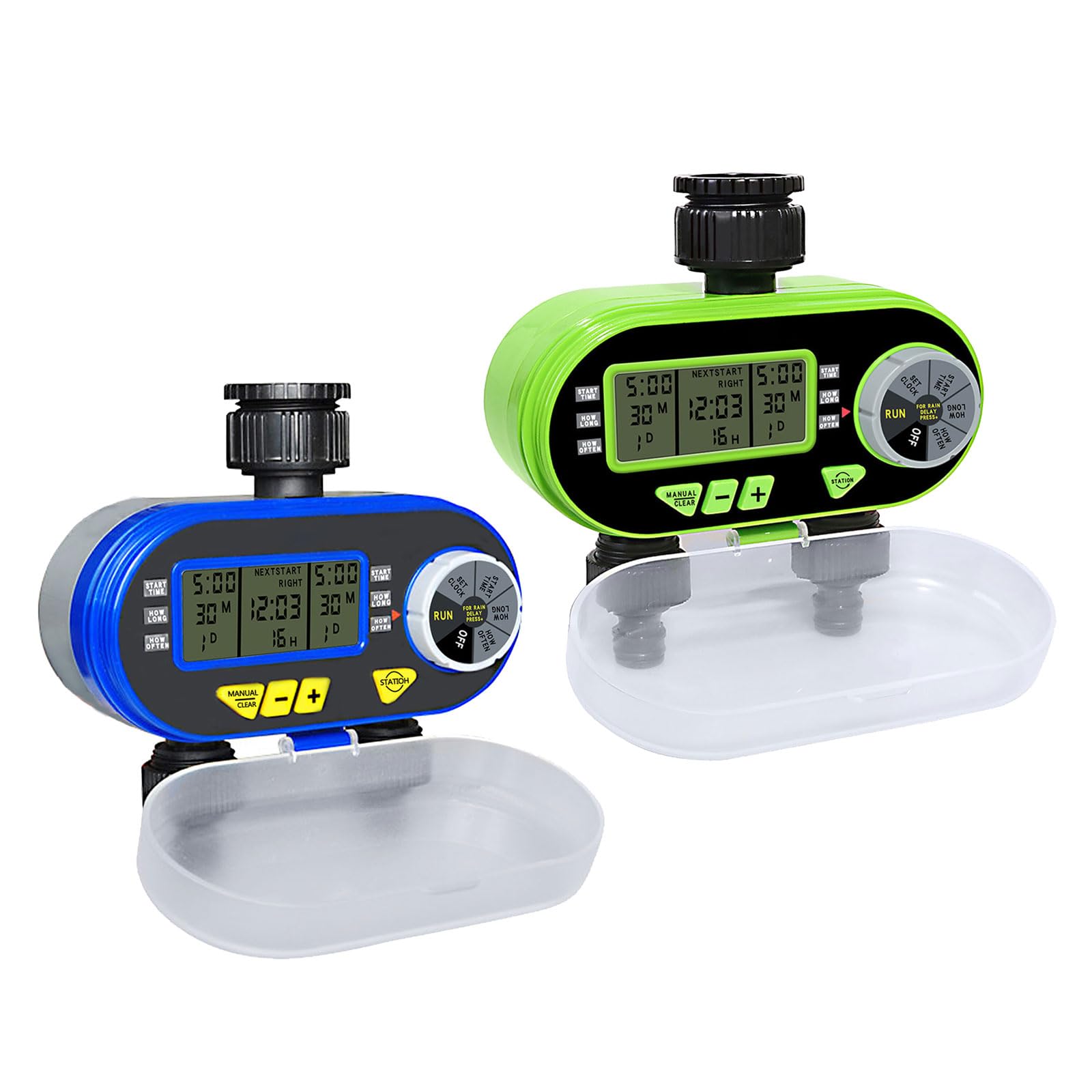 Timer di irrigazione automatico per fiori, con display LCD e impostazioni di irrigazione personalizzabili, efficiente dispositivo di irrigazione a due sezioni per giardini domestici