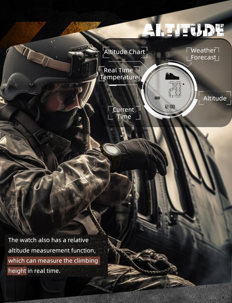 North Edge Vertico Orologio sportivo da uomo, in fibra di carbonio, impermeabile WR50M, resistente alle alte pressioni, bussola integrata, altimetro e barometro, per corsa e nuoto