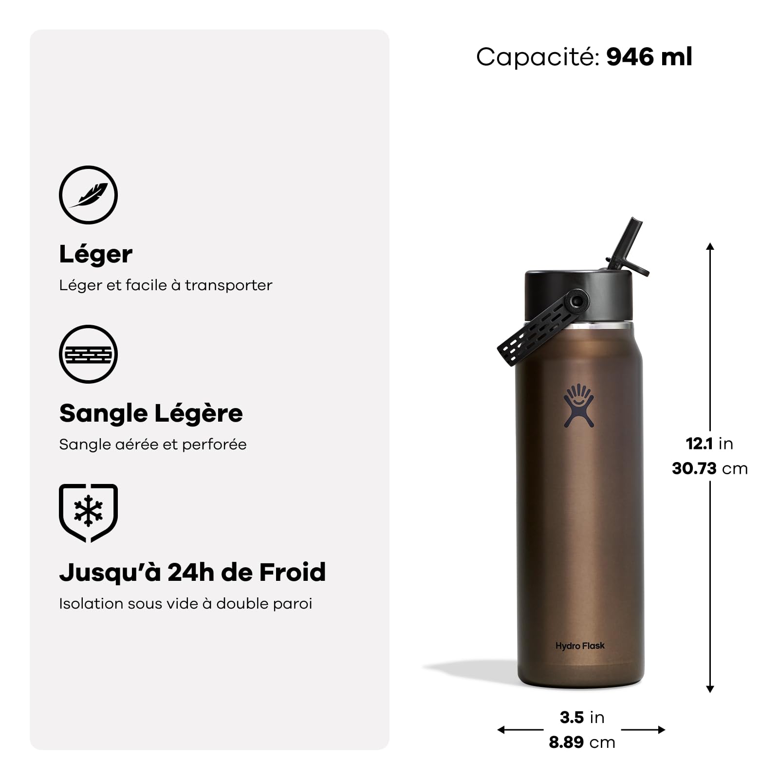 Hydro Flask – Lightweight Wide Flex Straw Cap Bottle 946 ml (32oz)