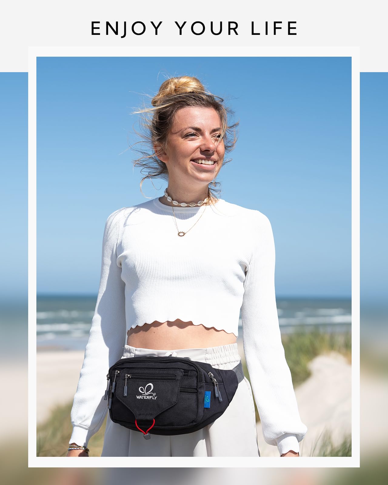 WATERFLY Woman Man Fanny Pack Waist Bag Large Runner Hip Pouch Bum Bag Multipocket Running Purse Belt Bag Water Resistant Waist Packs Fit All Phones for Hiking Walking Jogging Travelling Cycling