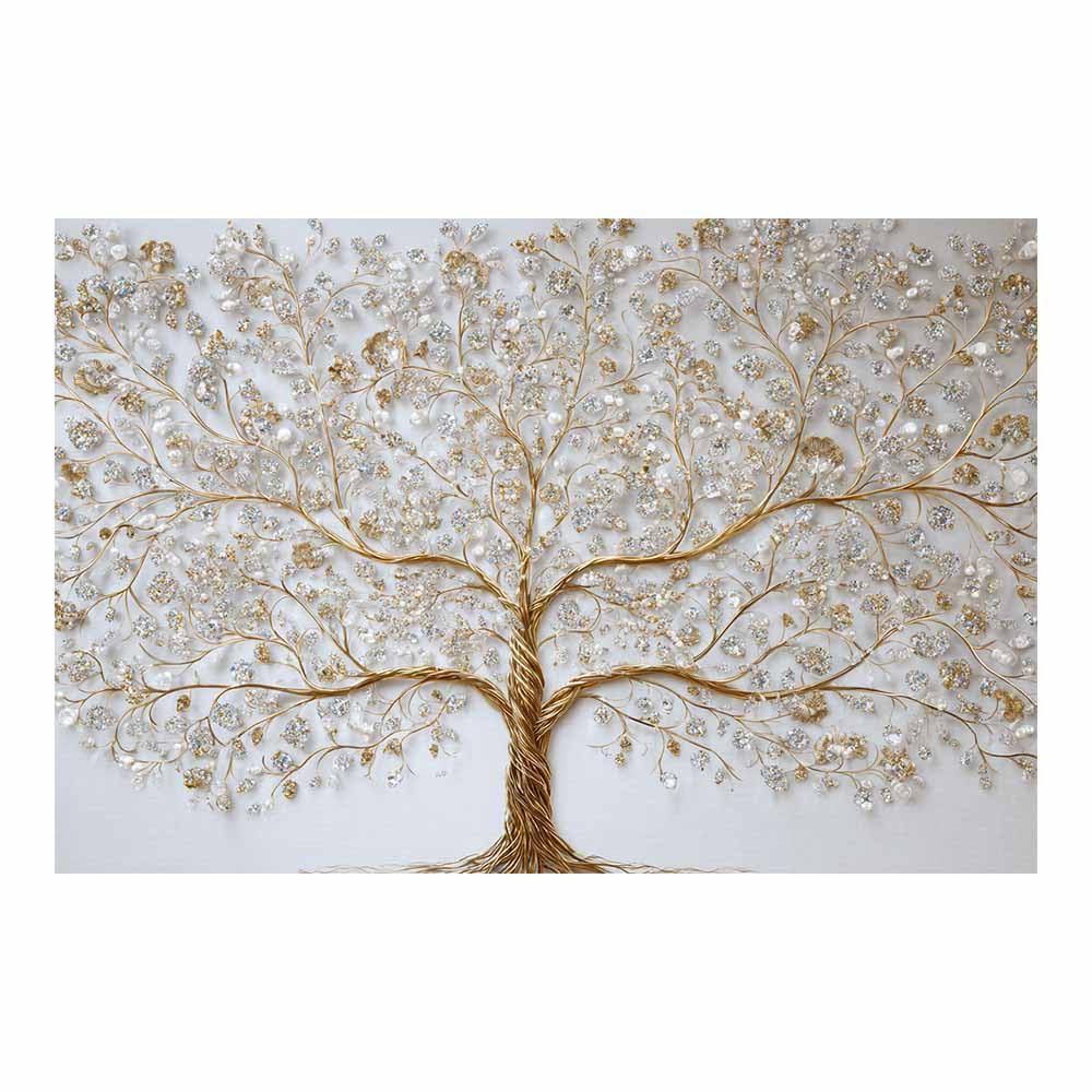 ZAMAEIU The tree of life Flourishing-adorned Tree Canvas Paintings Abstract Tree,Wall Art Poster Modern Room Bedroom Home Decor Geometric Print Patterns(white)-80x120cm Unframed