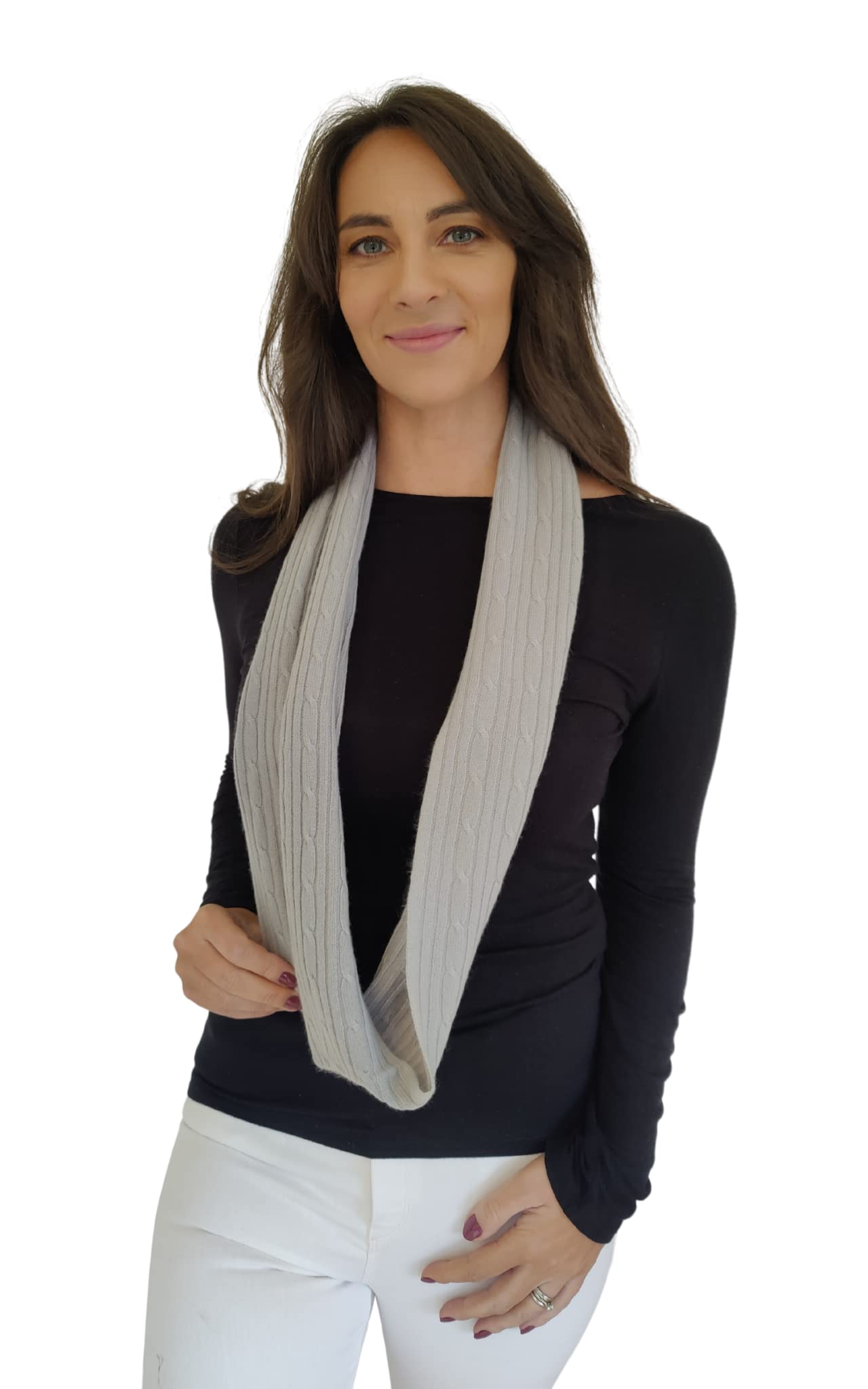 Mimi & Thomas UK Pure Cashmere - Bufanda infinita de punto trenzado