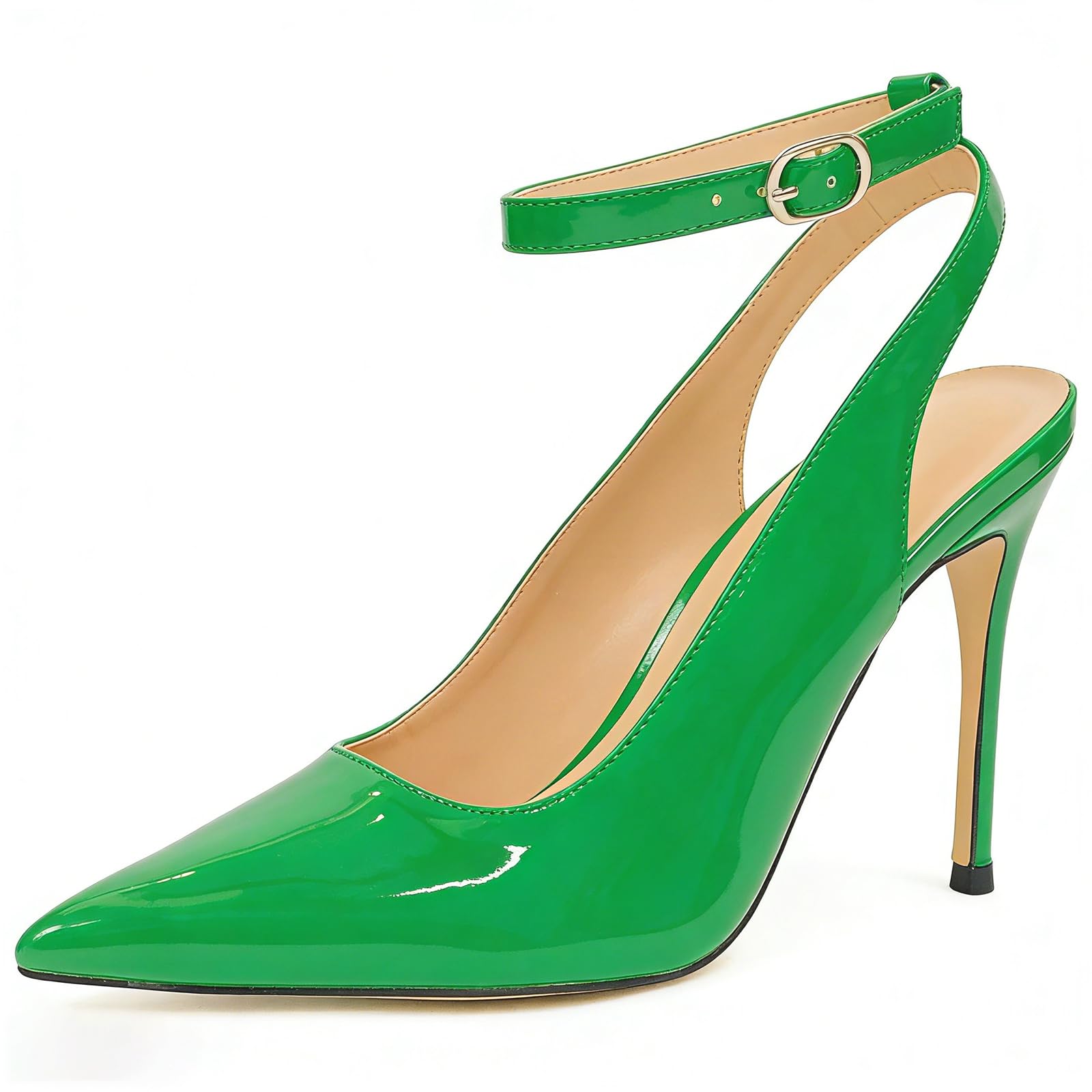 Damskie szpiczasty nosek wysokie obcasy damskie szpilki typu slingback regulowany pasek na kostkę otwarte plecy odkryty obcas gładka sztuczna skóra szykowne na co dzień do pracy biura randka noc