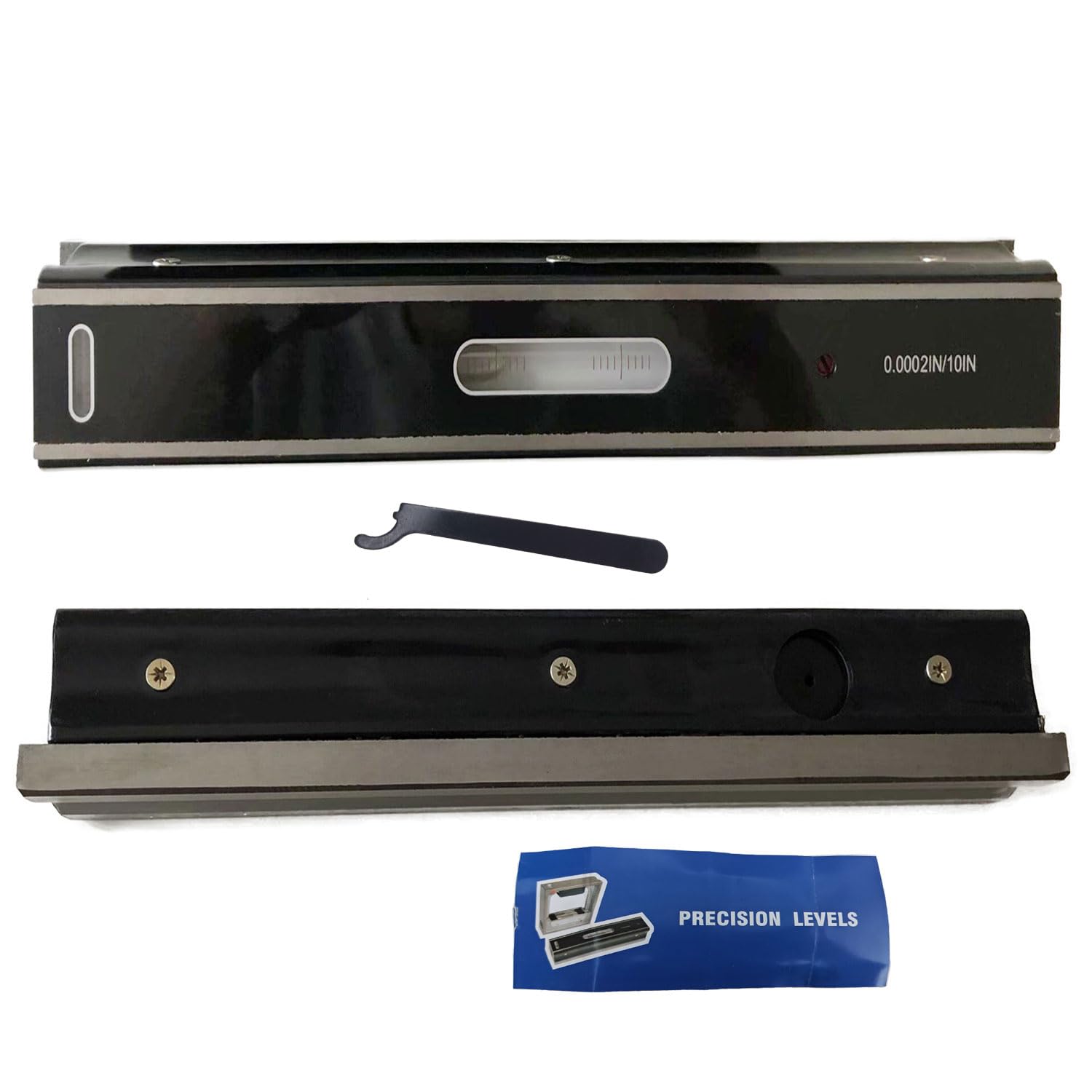 Nivel de precisión maestro de 12 pulgadas con caja de metal, manual de instrucciones (idioma español no garantizado), nivel de tira de precisión de 0.000 pulgadas/10 pulgadas para comprobar el