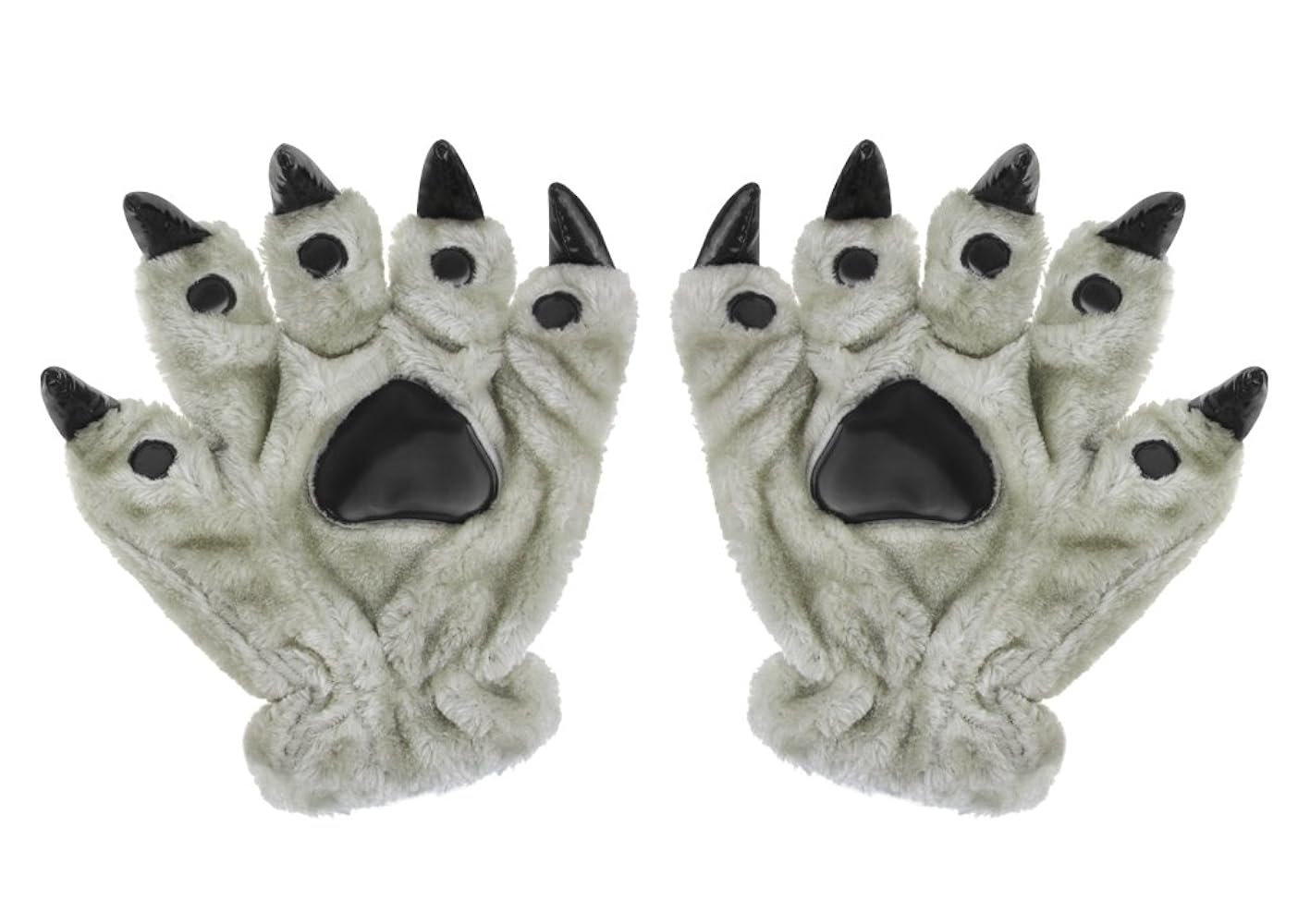 ケモノ手袋・ホワイト　黒い肉球　爪あり ケモノ手袋・ホワイト 黒い肉球 爪あり