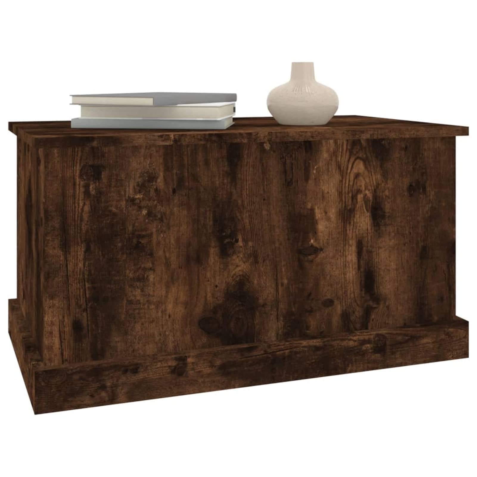 Homgoday Truhe mit Deckel Holztruhe Holzkiste Aufbewahrungstruhe Aufbewahrungsschrank für Flur Schlafzimmer Wohnzimmer Räuchereiche 70x40x38 cm Holzwerkstoff