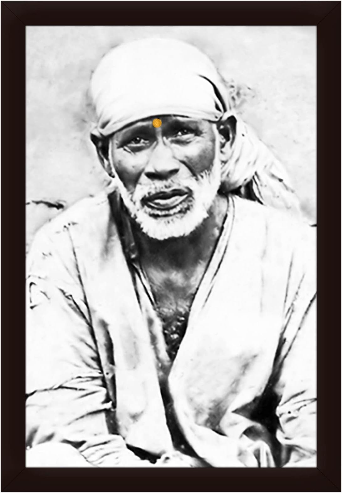 Braj Art Gallery Shirdi Saibaba Original Photograph B&W Photo Frame Size 13.5X19.5 Inches
