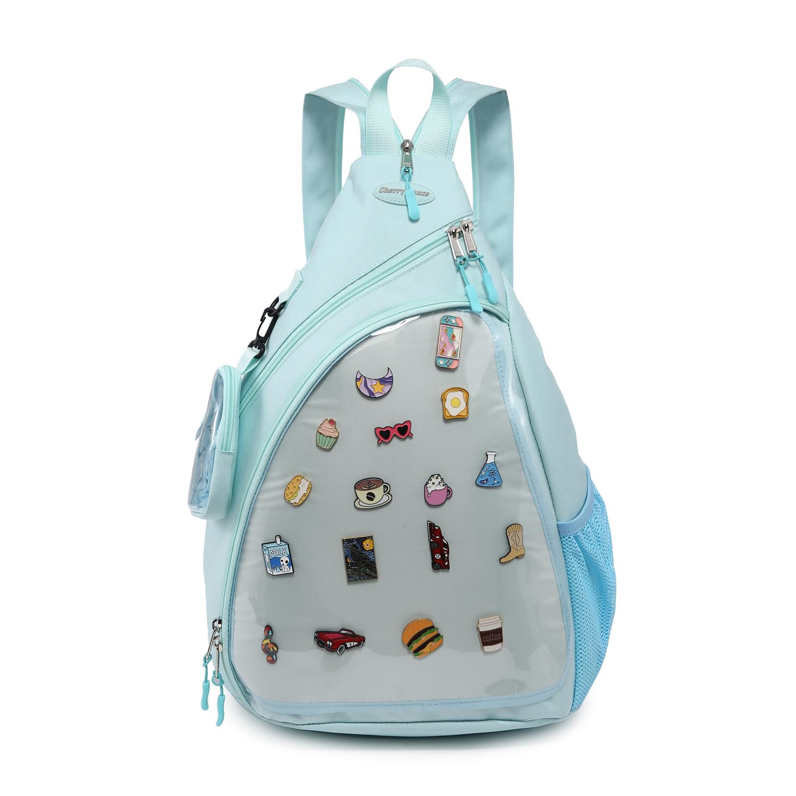 Oxford Ita Bag Kawaii Pin Display Chest Pack Single Shoulder Bag Sport Backpack Hiking Daypack, Large